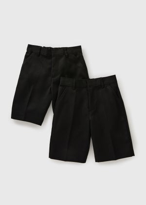 Boys 2 Pack Black Classic School Shorts (3-13yrs)