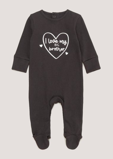 Baby Black Big Brother Sleepsuit (Tiny Baby-18mths)