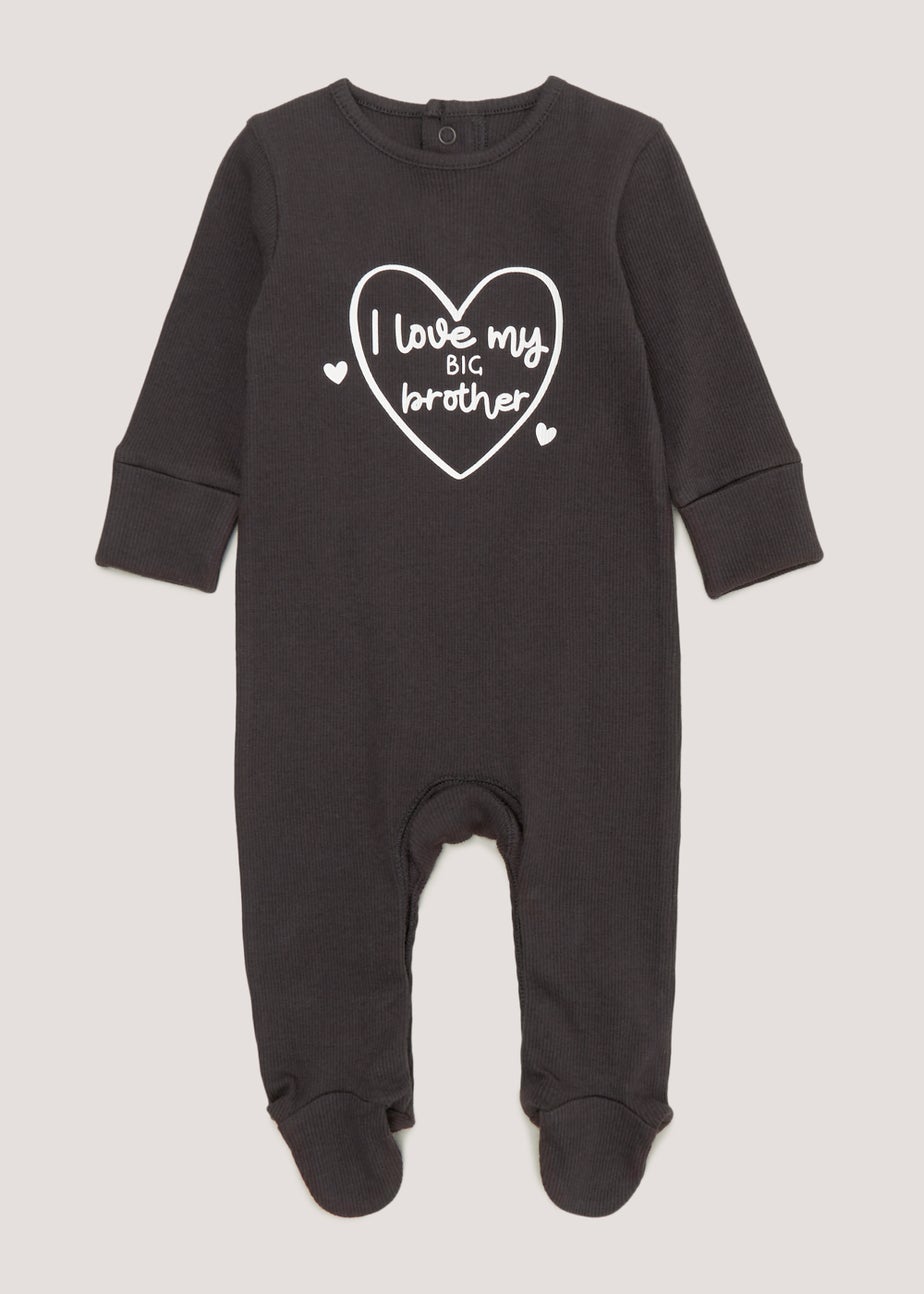 Baby Black Big Brother Sleepsuit (Tiny Baby-18mths)