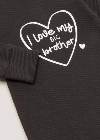 Baby Black Big Brother Sleepsuit (Tiny Baby-18mths)