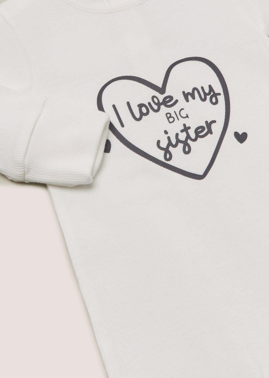 Baby Cream Big Sister Sleepsuit (Tiny Baby-18mths)