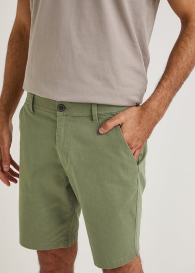 Green Straight Chino Shorts