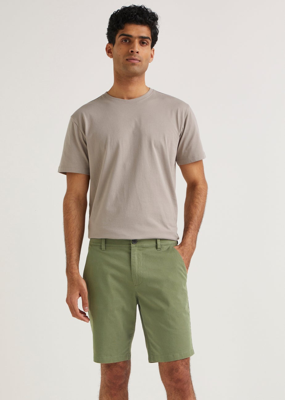 Green Straight Chino Shorts