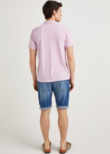 Mid Wash Ripped Denim Shorts