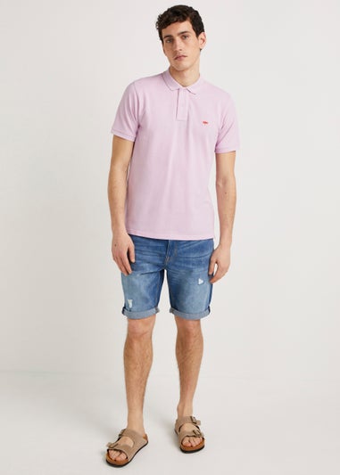 Mid Wash Ripped Denim Shorts