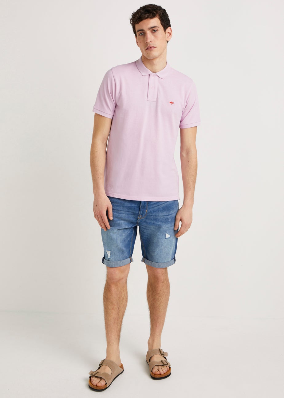 Mid Wash Ripped Denim Shorts