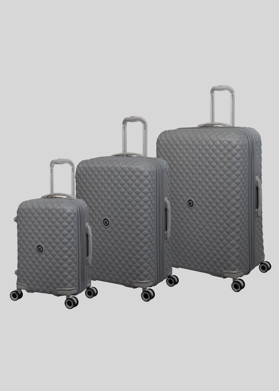 IT Luggage Grey Quilted Suitcase