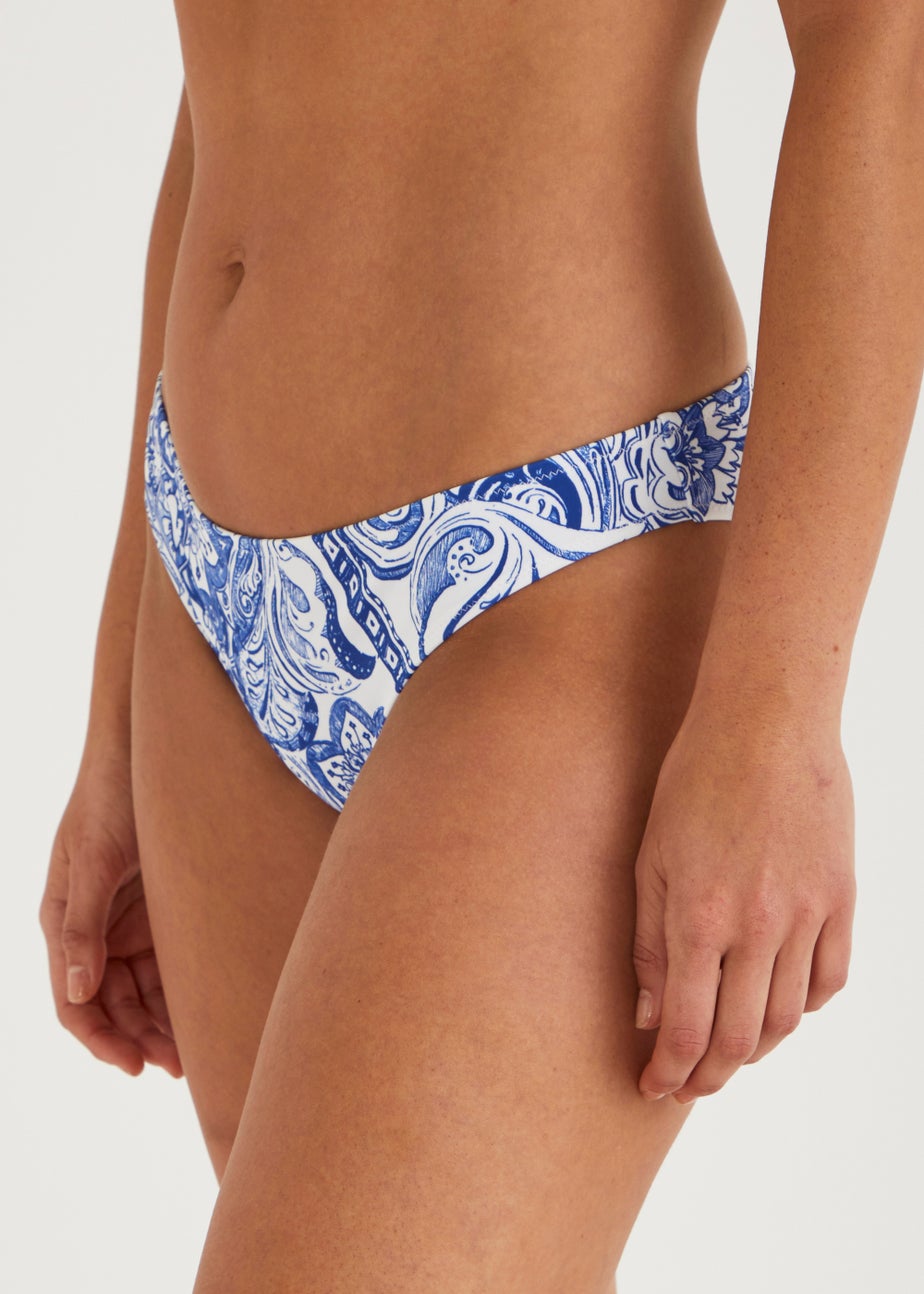 Blue Paisley Mini Bikini Bottoms