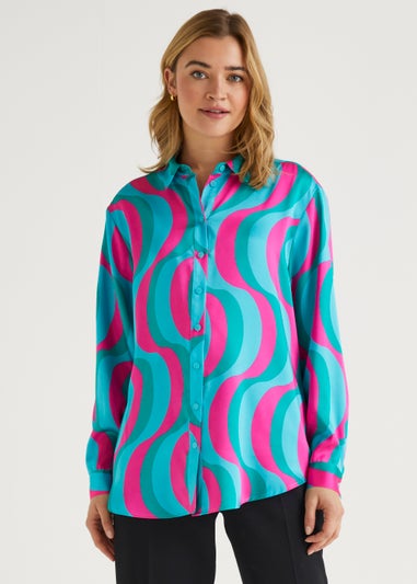 Be Beau Multicoloured Swirl Satin Shirt