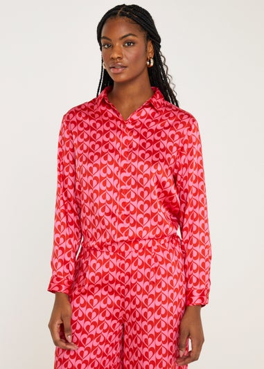 Be Beau Red Heart Satin Shirt