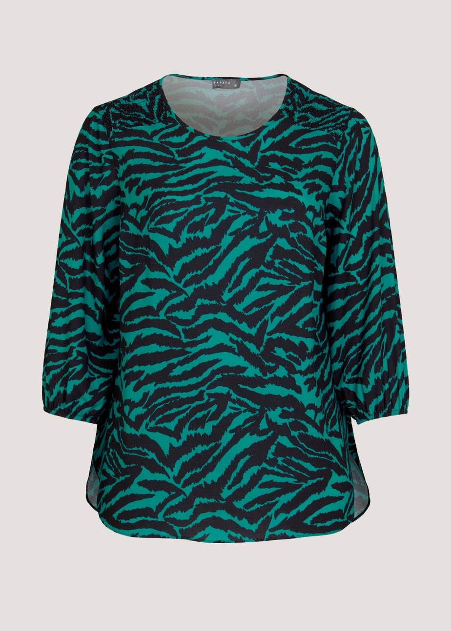 Papaya Curve Green Zebra Print Box Top