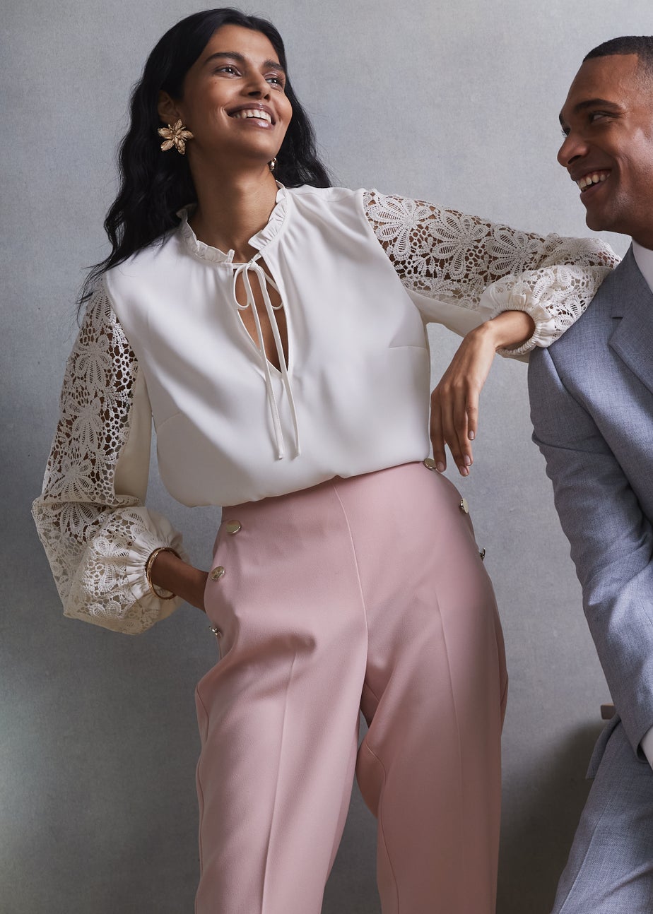 Et Vous Pink Linen Blend Suit Trousers