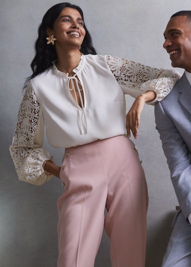 Et Vous Pink Linen Blend Suit Trousers