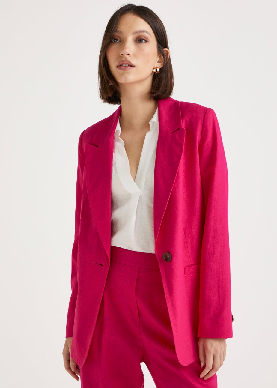 Et Vous Pink Linen Blend Suit Blazer