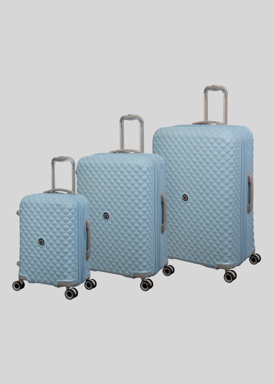 IT Luggage Blue Quilted Suitcase Matalan