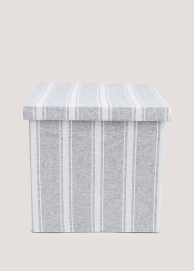 Grey Stripe Foldable Storage Box (33cm x 33cm x 31cm)