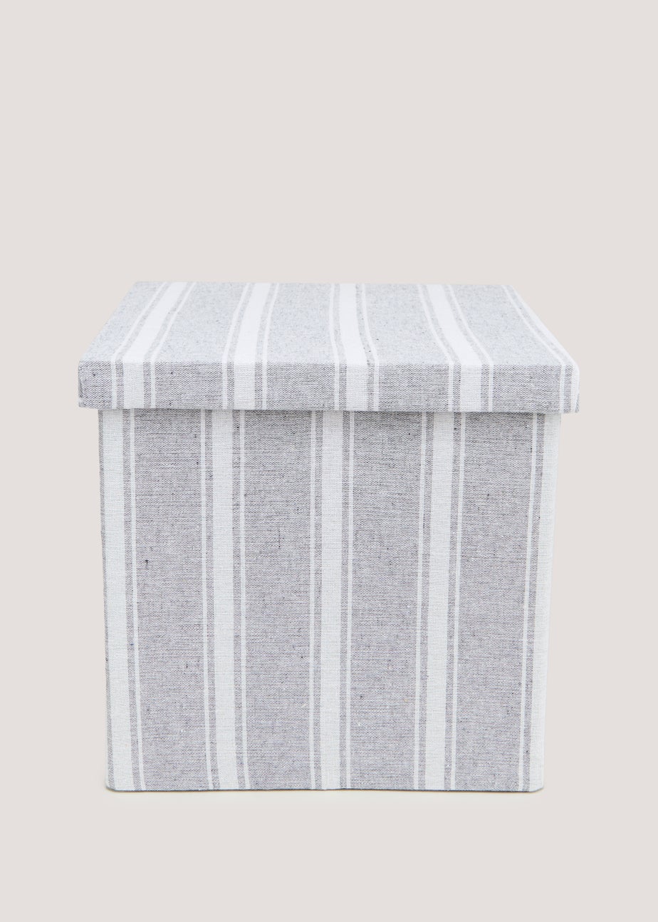 Grey Stripe Foldable Storage Box (33cm x 33cm x 31cm)