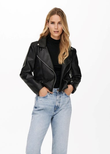 JDY Etta Black Faux Leather Jacket