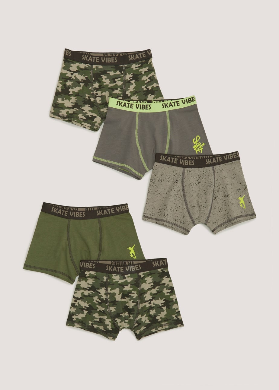 Boys 5 Pack Camo Trunks (4-13yrs)