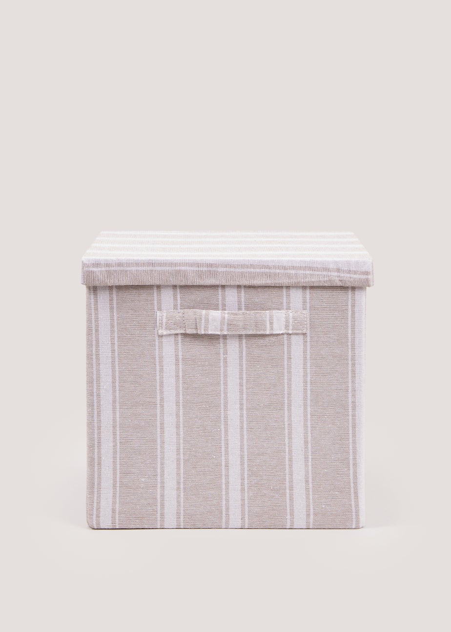 Beige Stripe Foldable Storage Box (33cm x 33cm x 31cm)