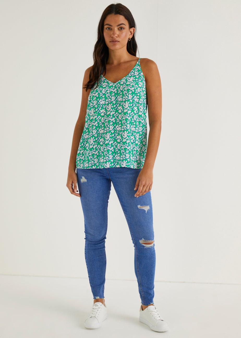 Green Print Cami Top
