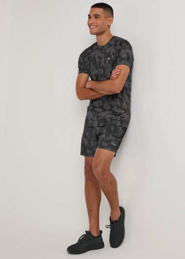 Souluxe Black Brush Print Sports T-Shirt