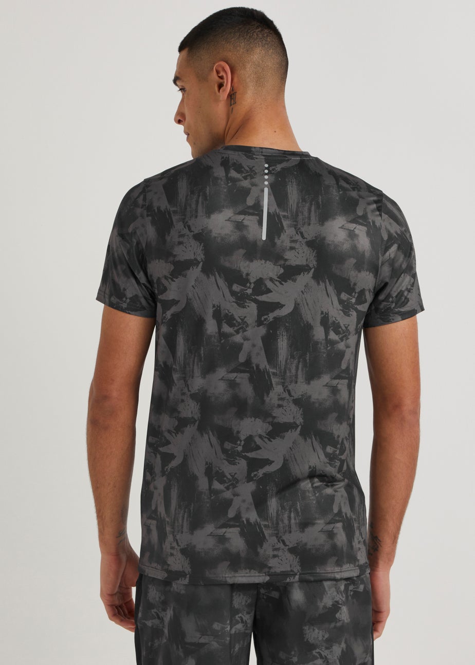 Souluxe Black Brush Print Sports T-Shirt