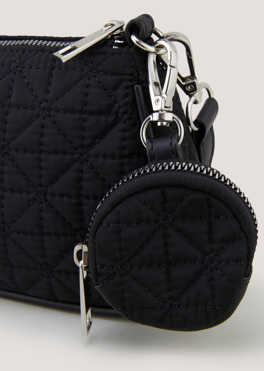 Girls Black Quilted Purse Bag