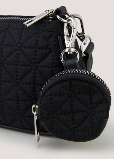 Girls Black Quilted Purse Bag