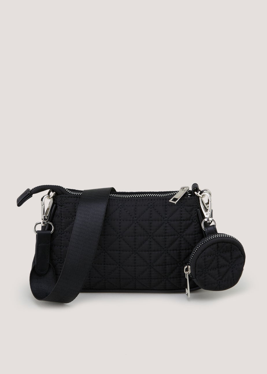 Girls Black Quilted Purse Bag