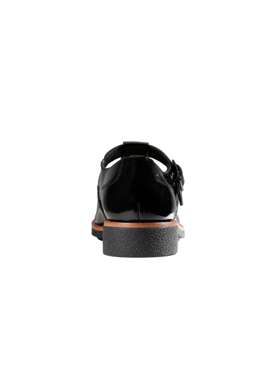 Clarks Black Leather Griffin Town T-Bar Shoes