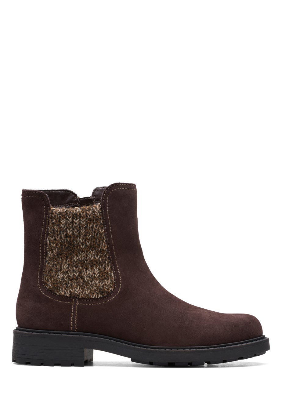 Clarks Dark Brown Opal Sky Suede Boots