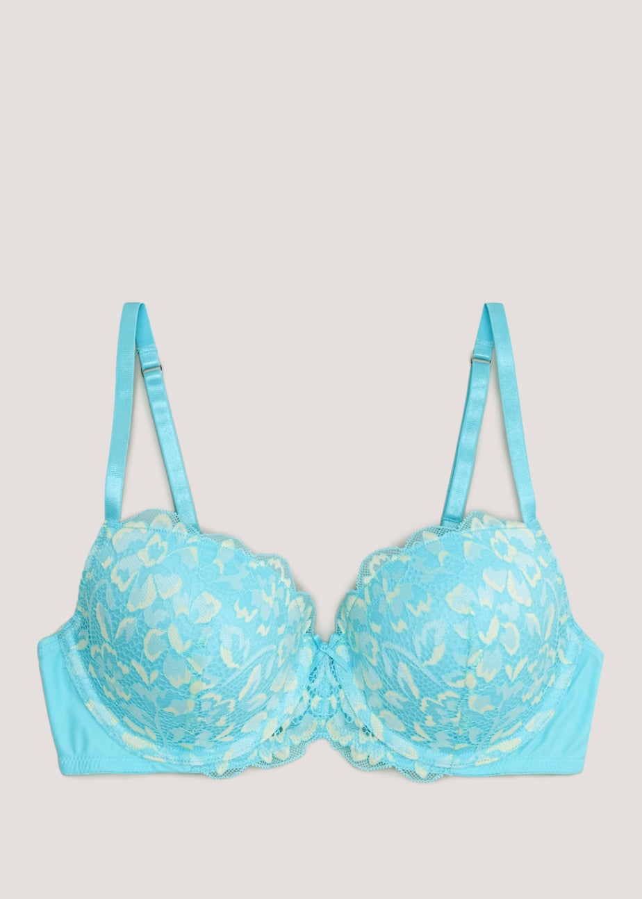Blue Two Tone Lace Bra