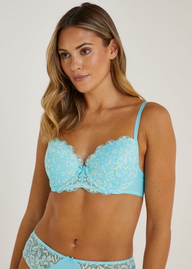 Blue Two Tone Lace Bra