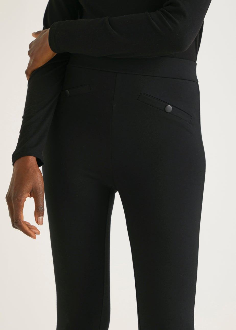 Papaya Petite Black Button Pocket Body Shaper Leggings