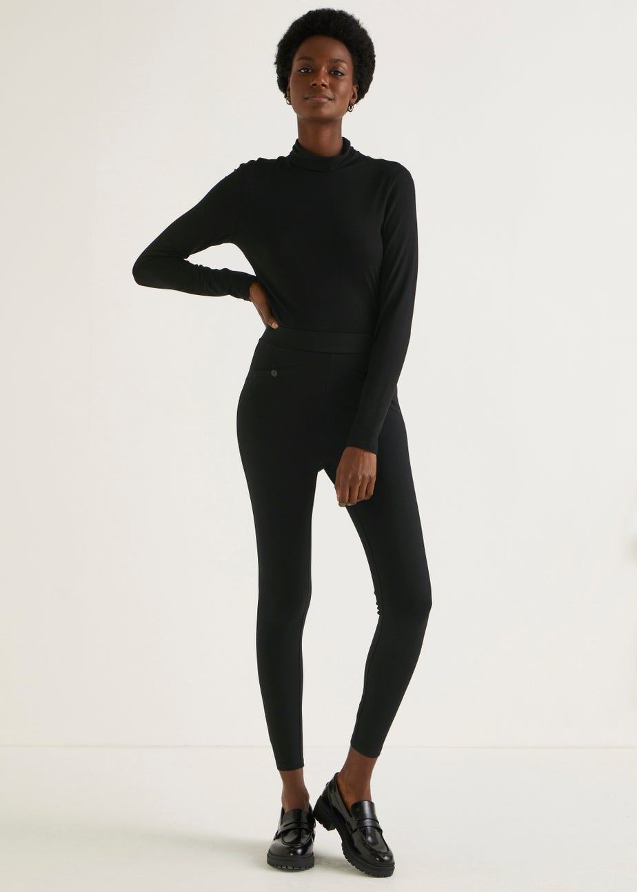 Black Button Pocket Body Shaper Leggings
