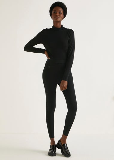Black Button Pocket Body Shaper Leggings