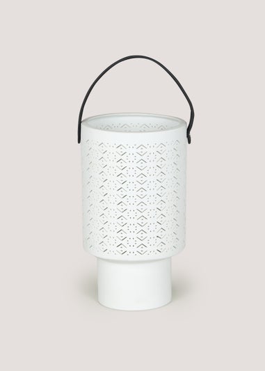 White Large Ceramic Outdoor Lantern (17.5cm x 16.5cm x 29.5cm)