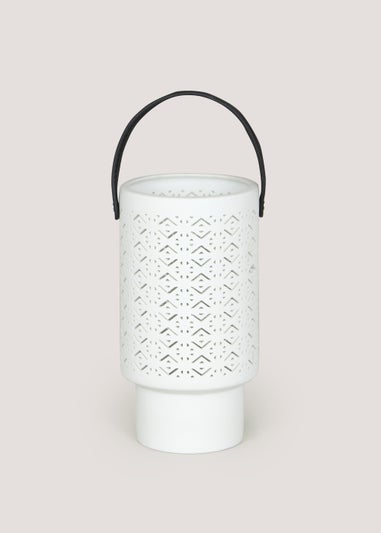 White Medium Ceramic Outdoor Lantern (13.5cm x 12cm x 22.5cm)