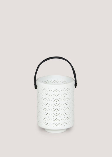 White Small Ceramic Outdoor Lantern (10cm x 9cm x 12cm)
