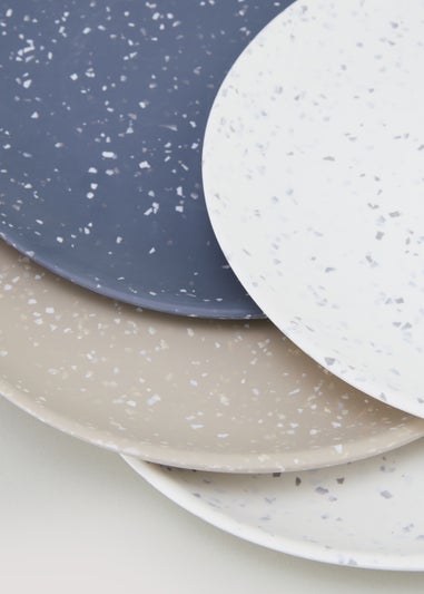 4 Pack Terrazzo Melamine Outdoor Plates (26cm x 26cm x 2cm)