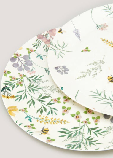 4 Pack Floral Outdoor Plates (28cm x 28cm x 2cm)