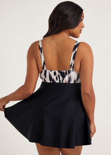 Papaya Curve Black Animal Print Swim Dress