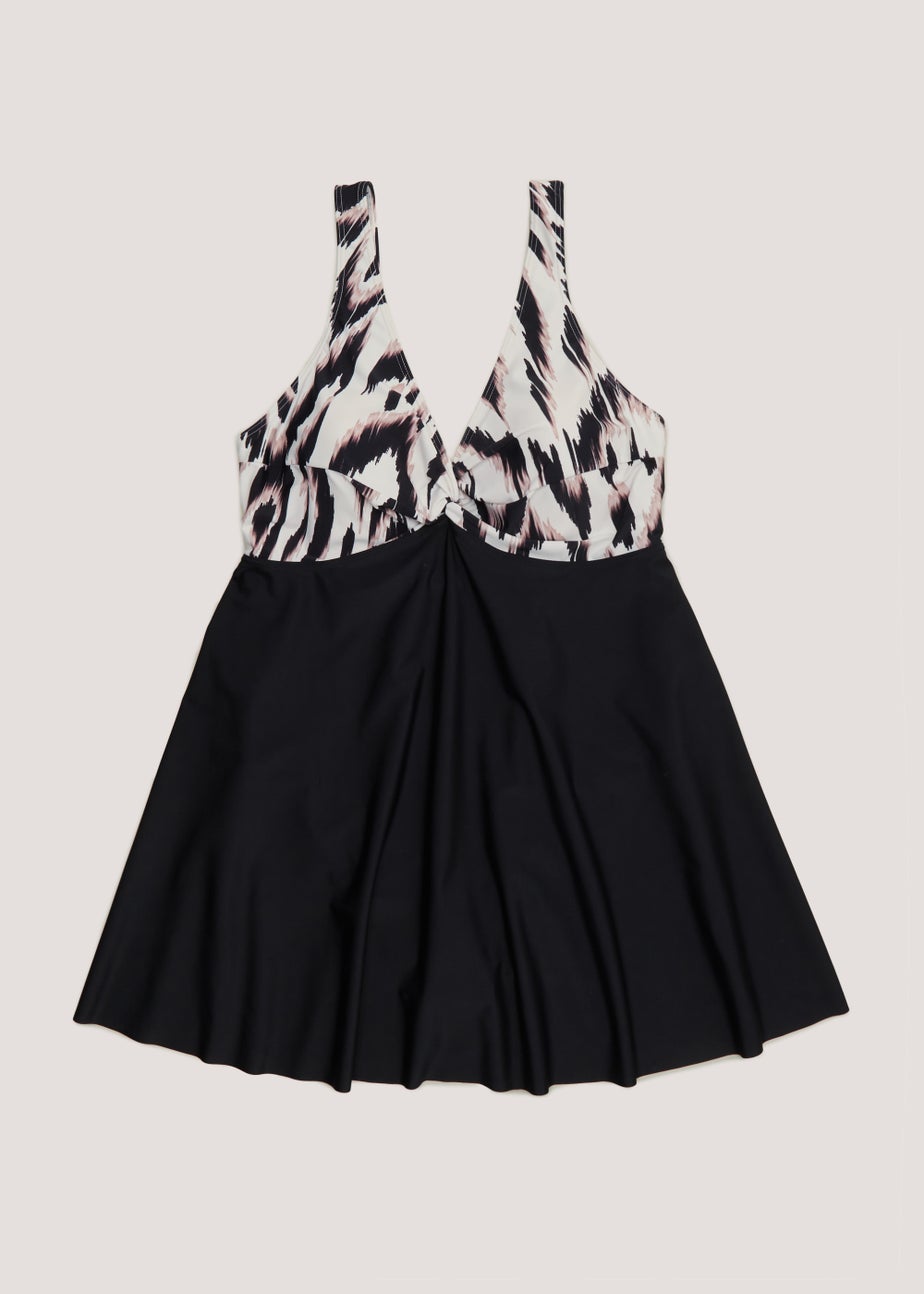 Papaya Curve Black Animal Print Swim Dress