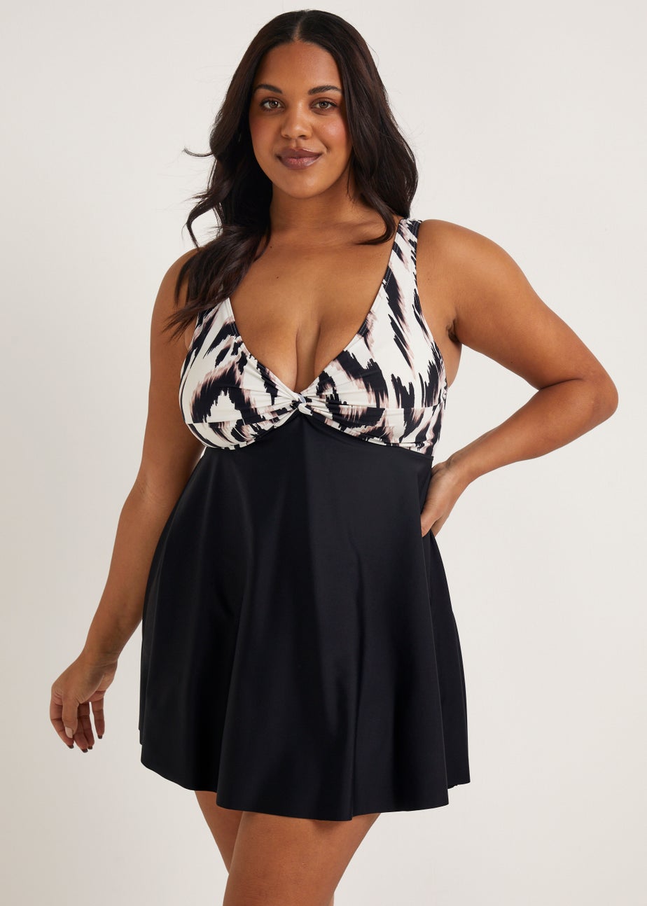 Papaya Curve Black Animal Print Swim Dress