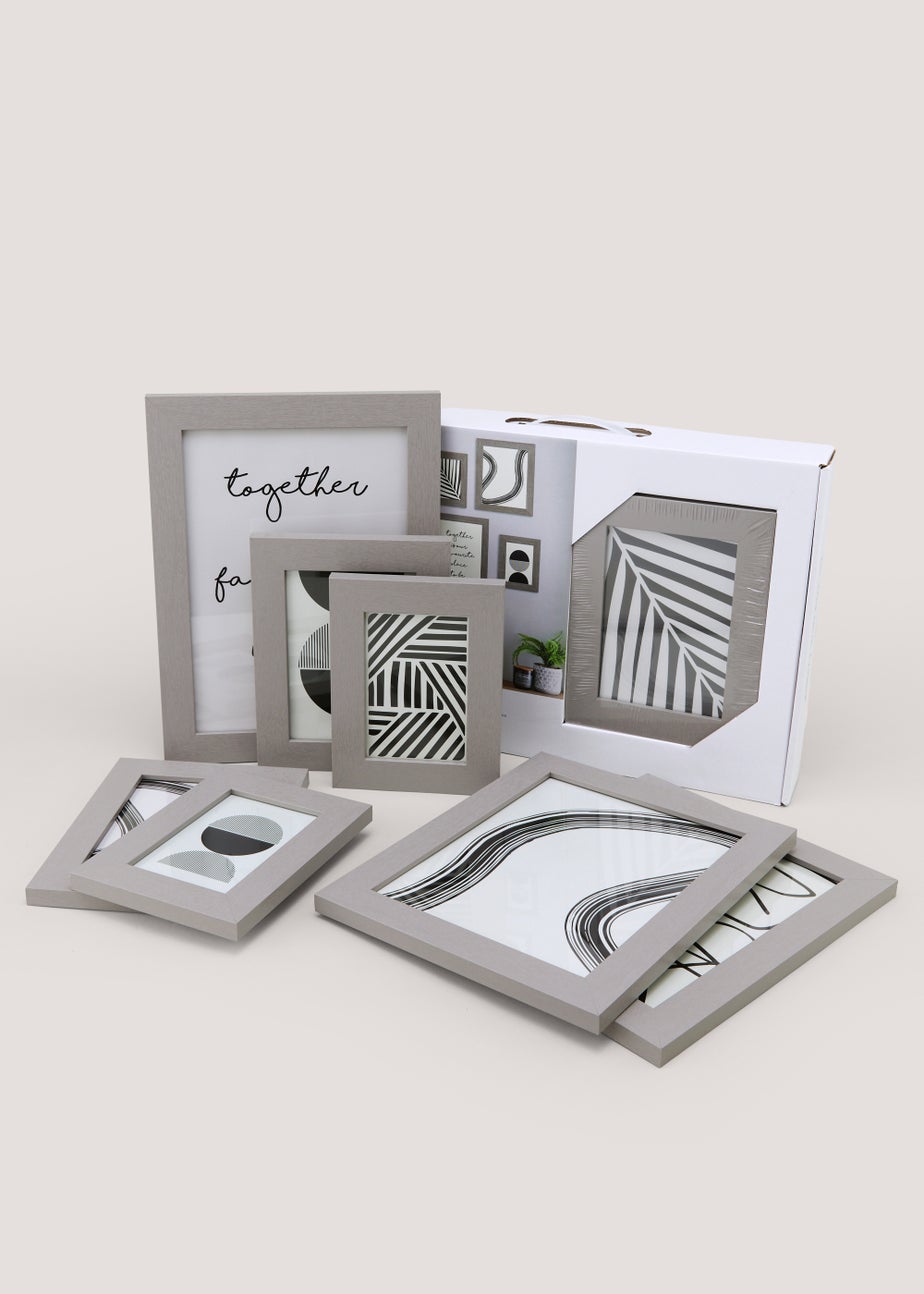 8 Pack Grey Wood Gallery Photo Frames