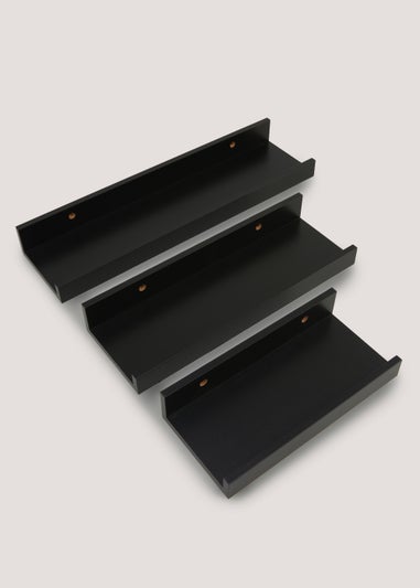 Set of 3 Black Picture Shelves (25cm / 35cm / 45cm)