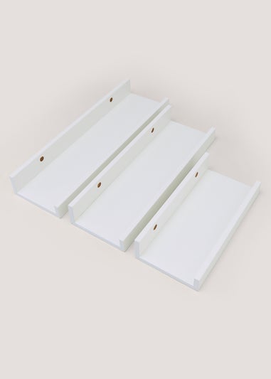 Set of 3 White Picture Shelves (25cm / 35cm / 45cm)