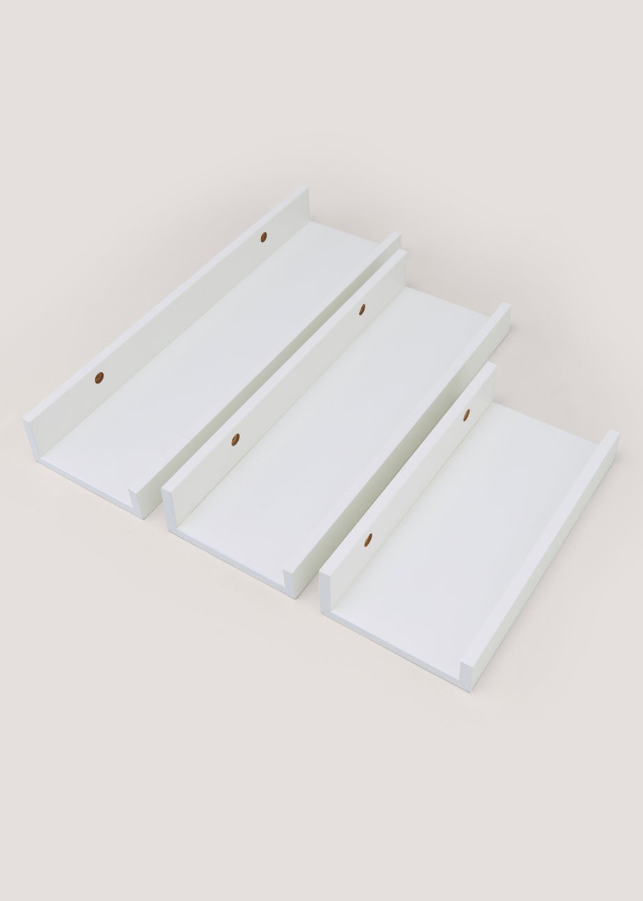 Set of 3 White Picture Shelves (25cm / 35cm / 45cm)