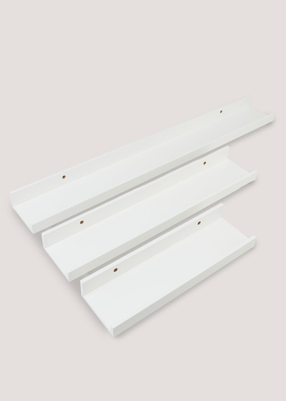 Set of 3 White Picture Shelves